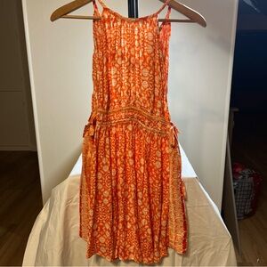 Free People Orange Paisley Midi Dress